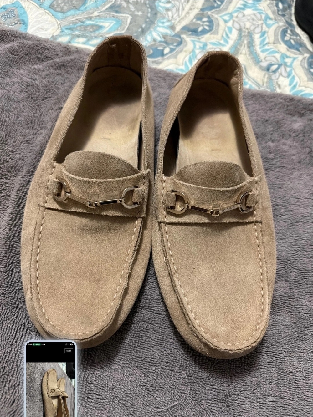 Gucci Men's Suede Bit Loafers in Tan